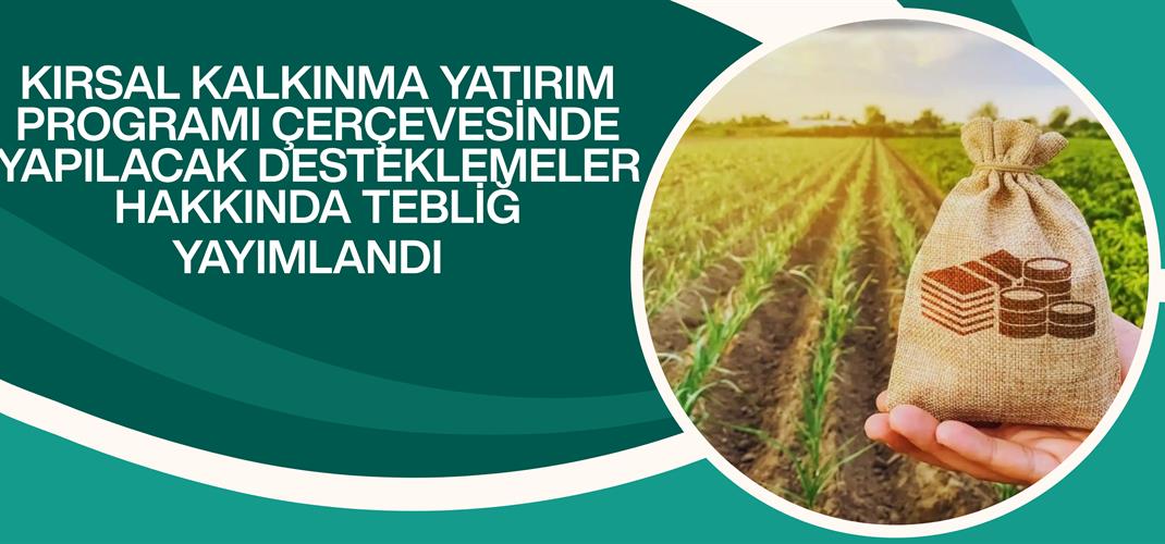 Kırsal Kalkınma Yatırım Programı Çerçevesinde Yapılacak Desteklemeler Hakkında Tebliğ Yayımlandı